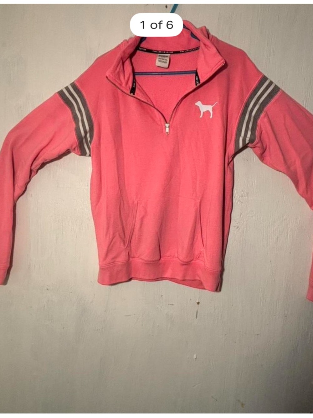 PINK Victoria's Secret Coral Pink Quarter-Zip Pullover